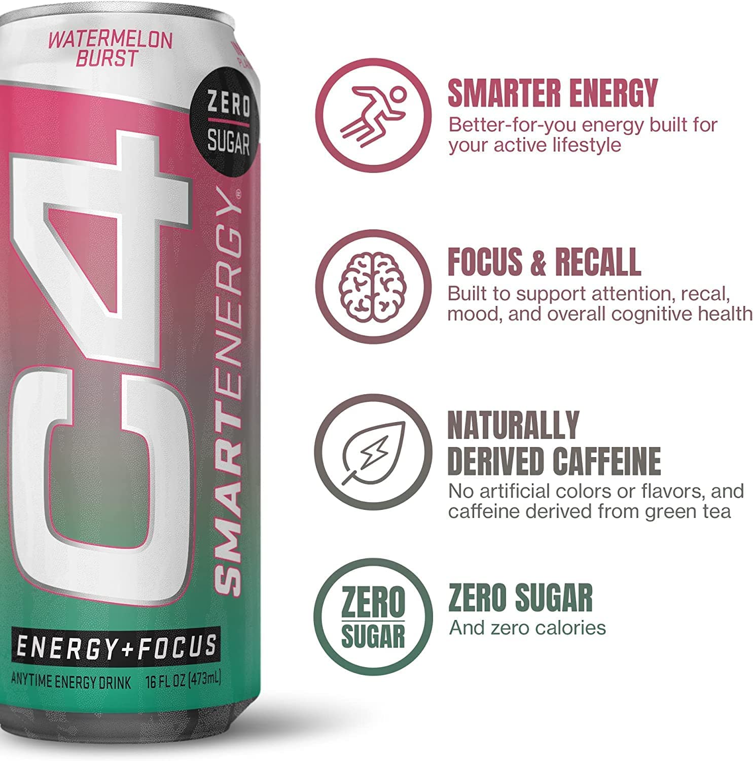 C4 Smart Energy Drink - Sugar Free Performance Fuel & Nootropic Brain Booster， Coffee Substitute or Alternative | Peach Mango Nectar 16 Oz - 12 Pack - Image 2